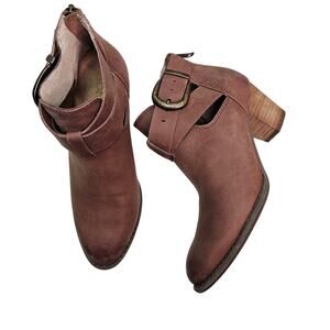 Vionic Rory Bootie Womens Size 6.5 Brown Leather Buckle Western Bohemian Boho